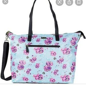 Betsey Johnson light blue floral overnighter bag